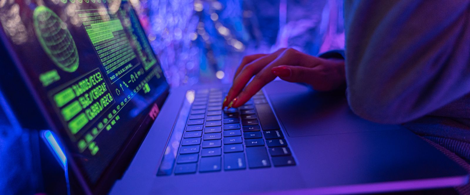 Laptop with cybersecurity concept